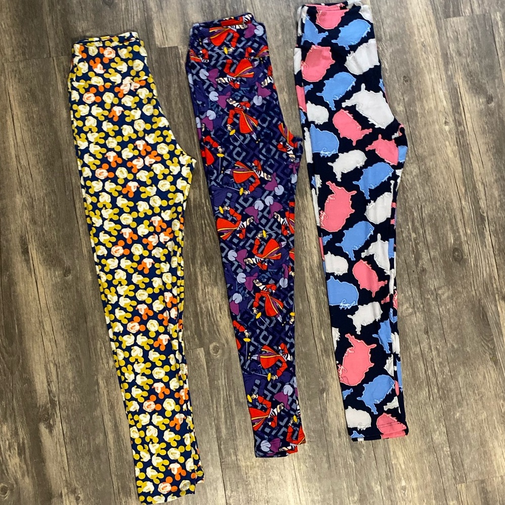 Lot of 3 Lularoe Disney/Americana Leggings